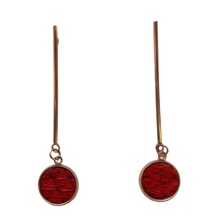 Pendientes largos METROPOLITAN (cuero salmón)